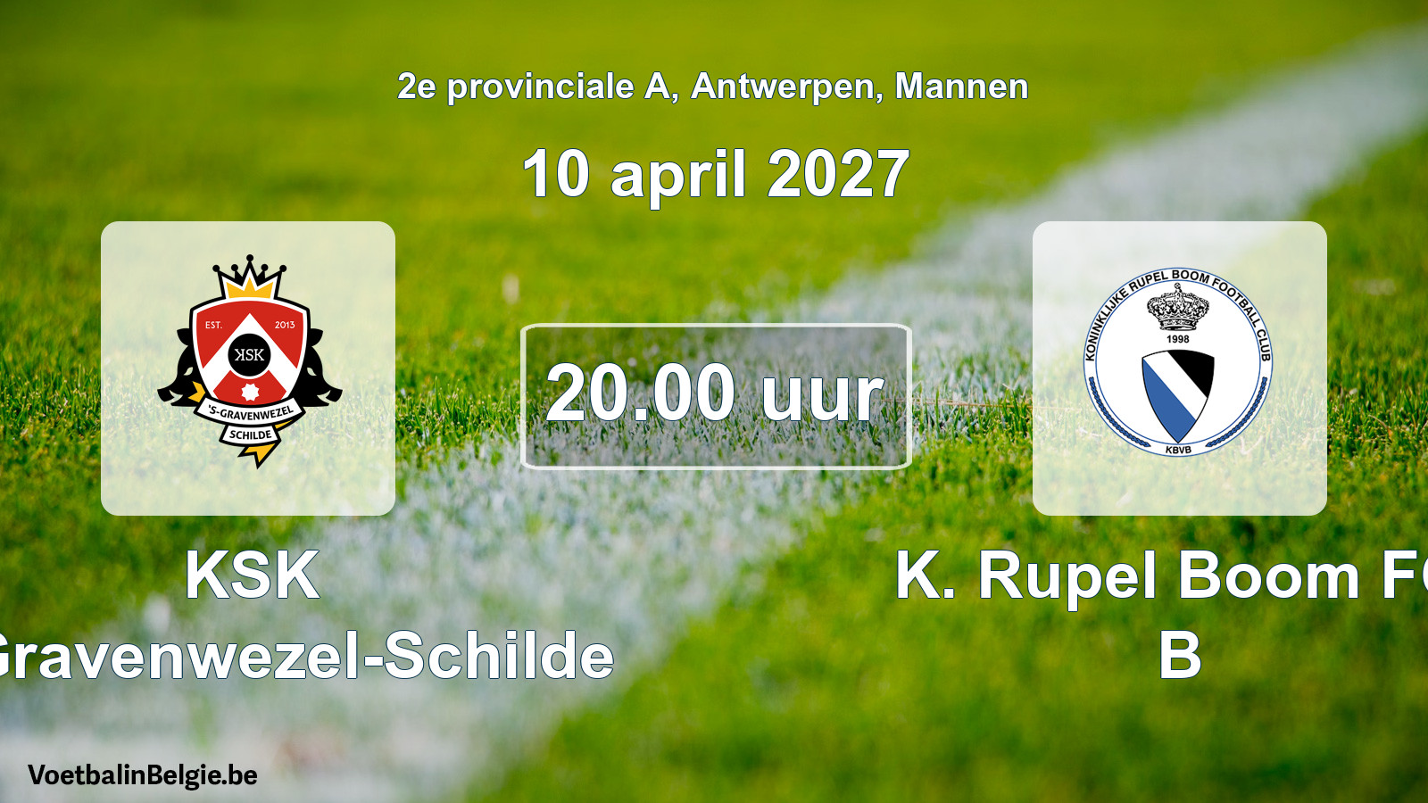 Geplande wedstrijd mannenvoetbal: KSK 's-Gravenwezel-Schilde - K. Rupel Boom FC B (10 april 2027)