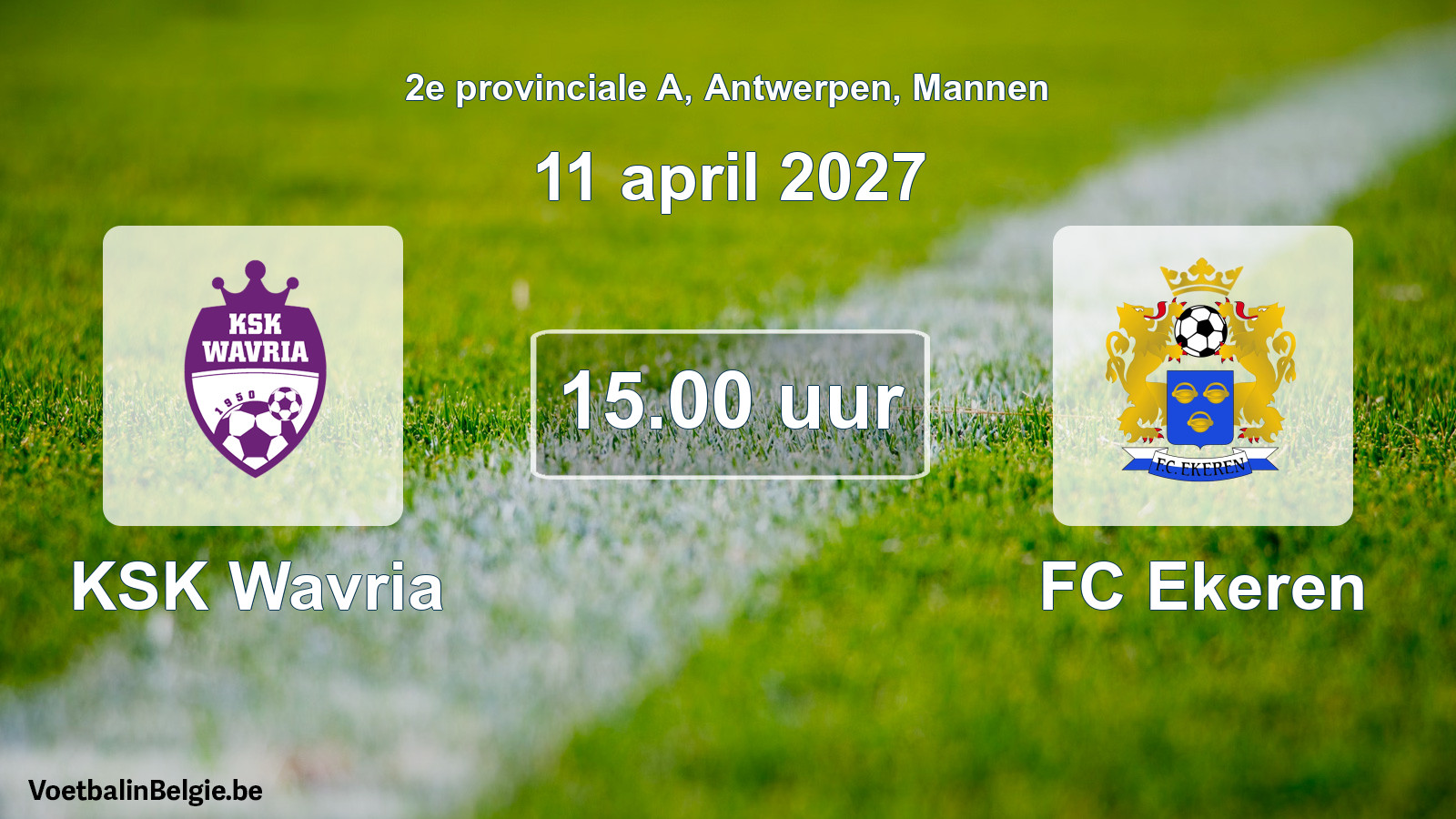 Geplande wedstrijd mannenvoetbal: KSK Wavria - FC Ekeren (11 april 2027)