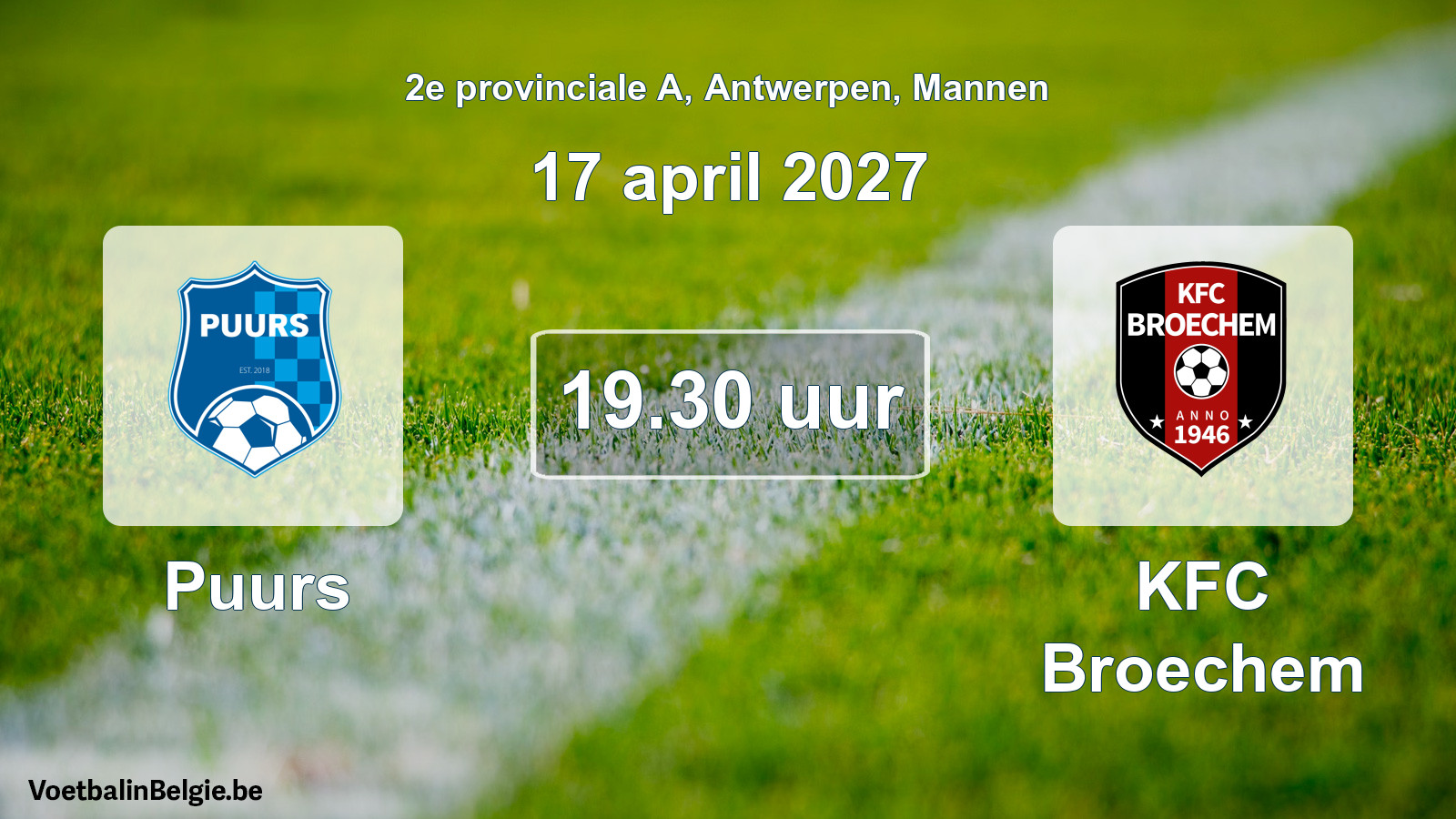 Geplande wedstrijd mannenvoetbal: Puurs - KFC Broechem (17 april 2027)