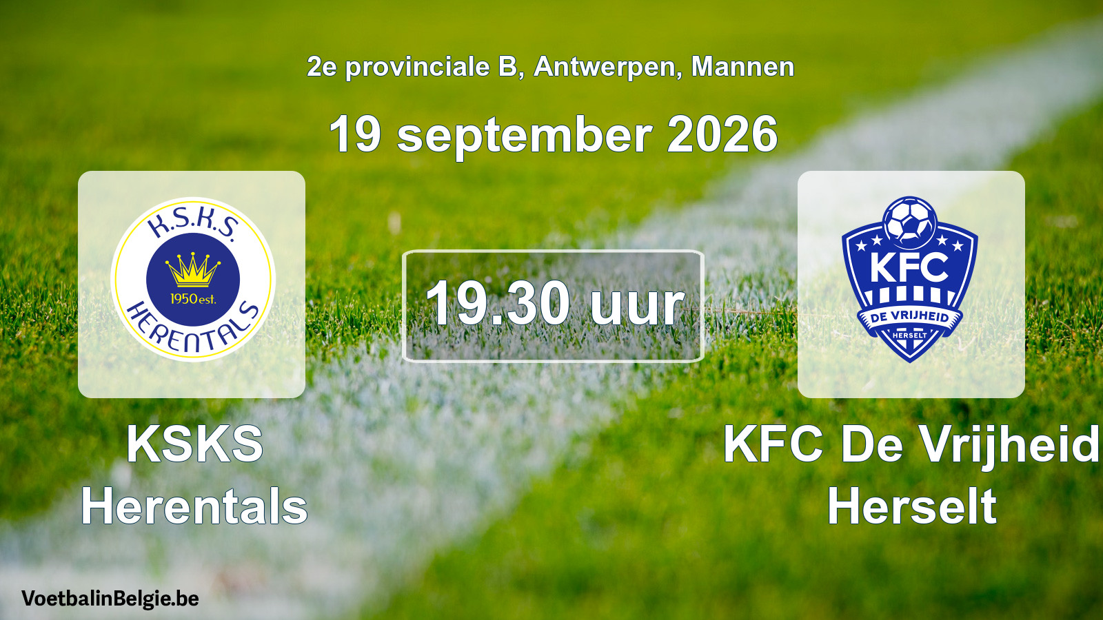 Match prévu football hommes: KSKS Herentals - KFC De Vrijheid Herselt (19 septembre 2026)
