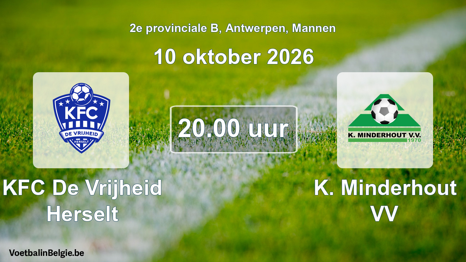 Geplande wedstrijd mannenvoetbal: KFC De Vrijheid Herselt - K. Minderhout VV (10 oktober 2026)