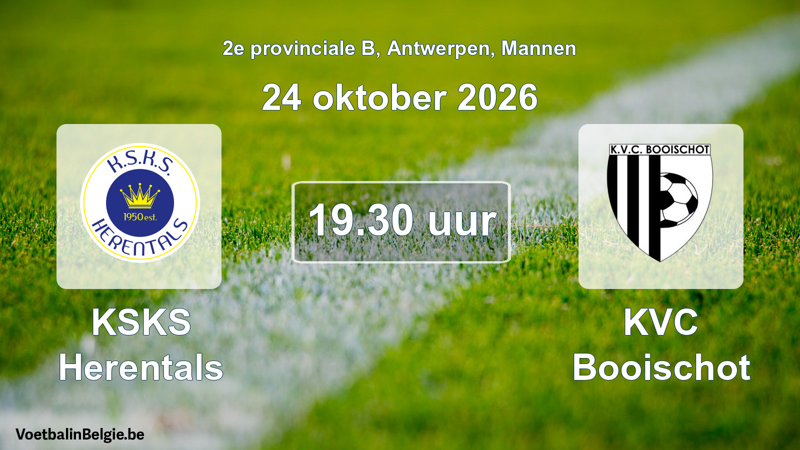 Geplande wedstrijd mannenvoetbal: KSKS Herentals - KVC Booischot (24 oktober 2026)
