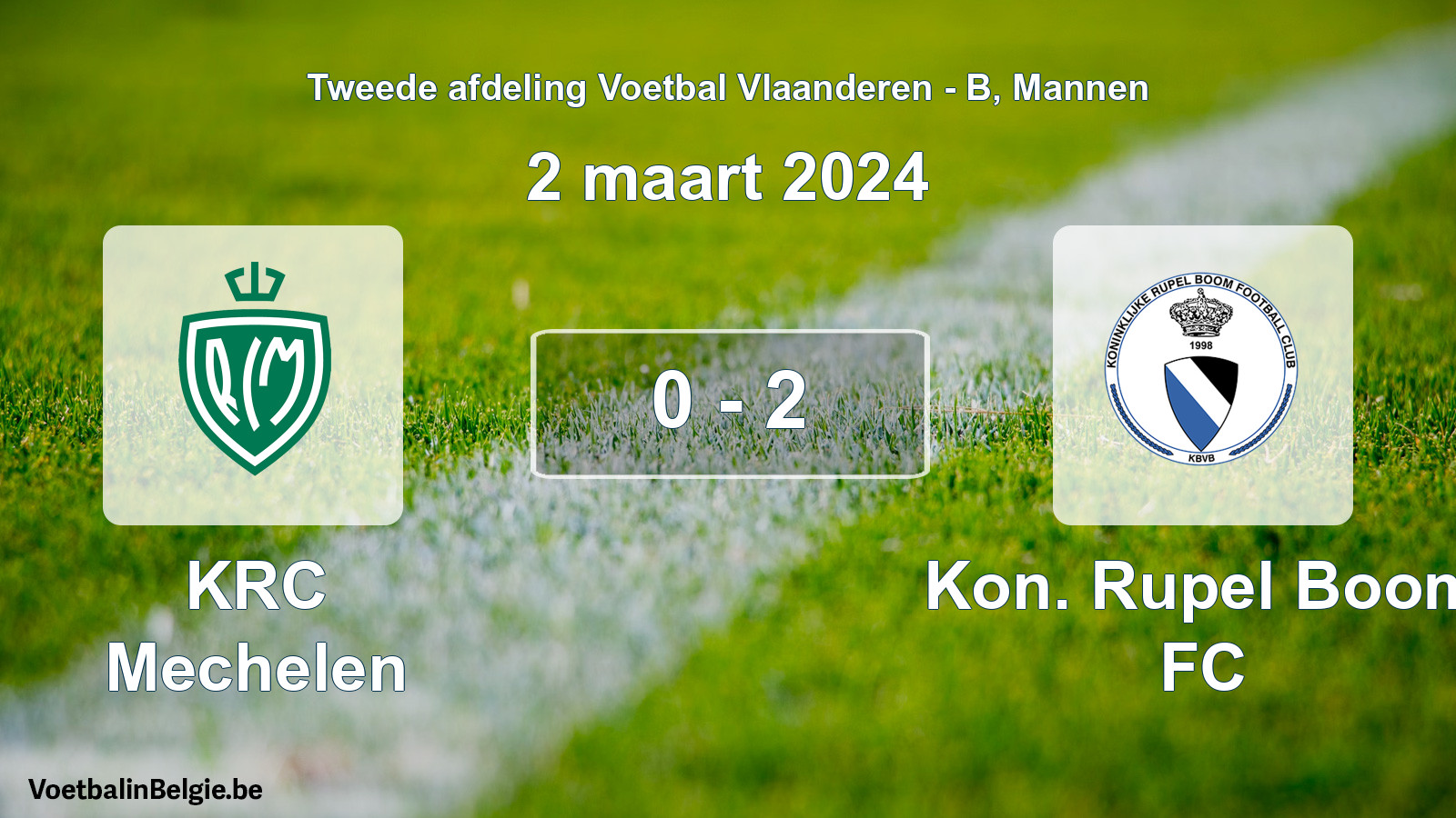 Gespeelde wedstrijd mannenvoetbal: KRC Mechelen - Kon. Rupel Boom FC 0 - 2 (2 maart 2024)