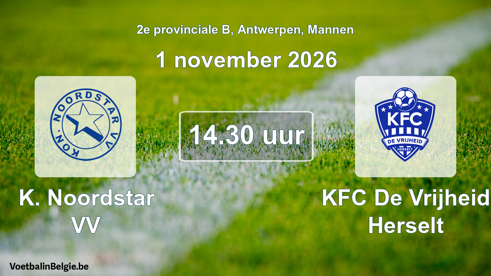 Geplande wedstrijd mannenvoetbal: K. Noordstar VV - KFC De Vrijheid Herselt (1 november 2026)