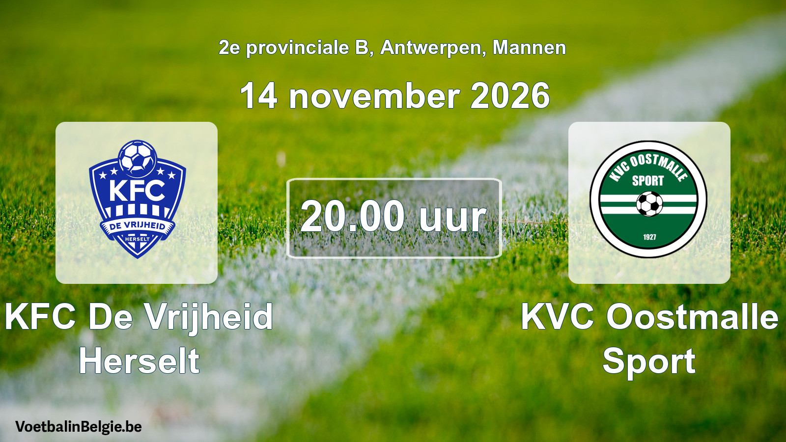 Scheduled match men football: KFC De Vrijheid Herselt - KVC Oostmalle Sport (14 November 2026)