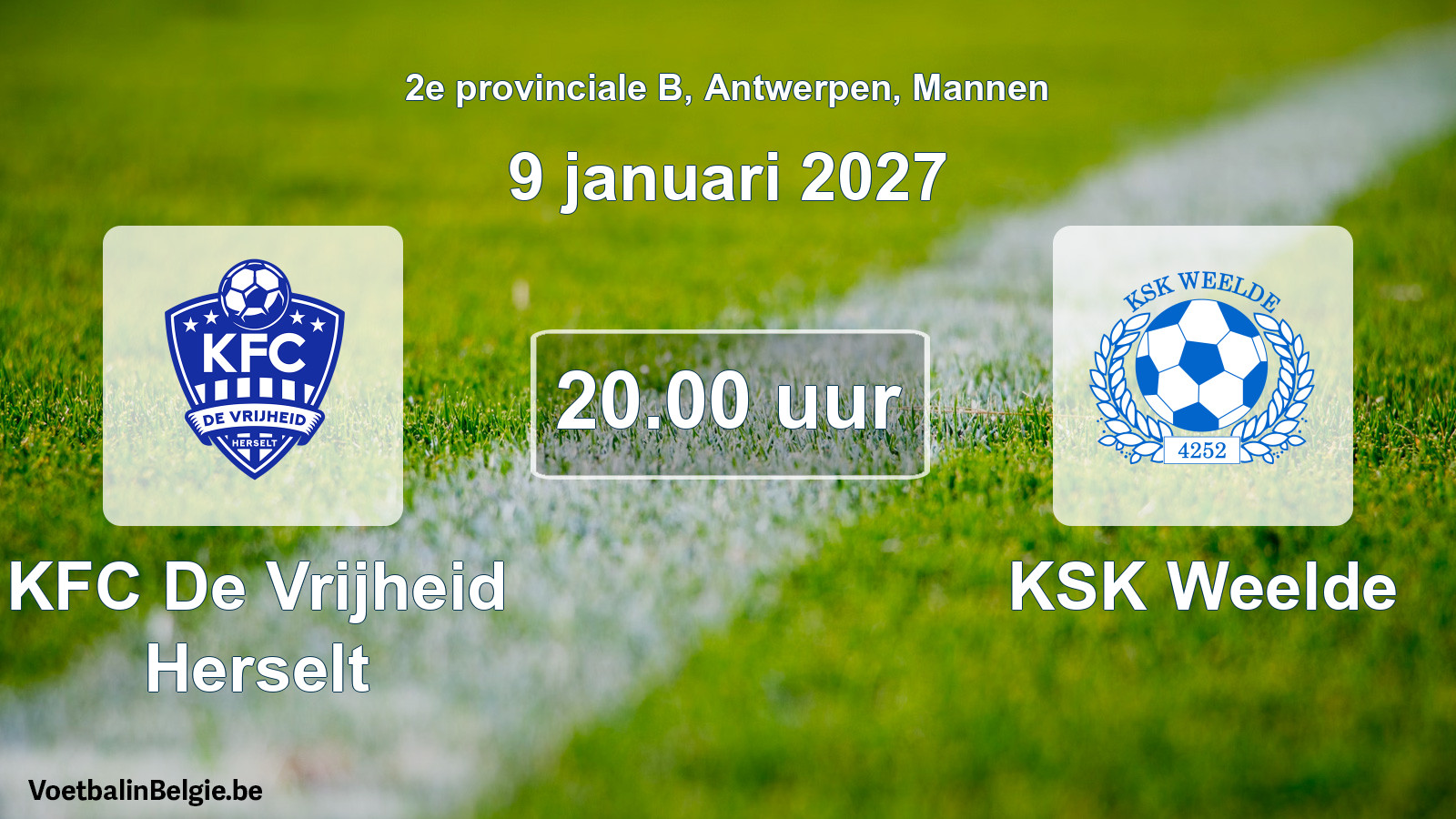 Geplantes Spiel männer-Fußball: KFC De Vrijheid Herselt - KSK Weelde (9 Januar 2027)