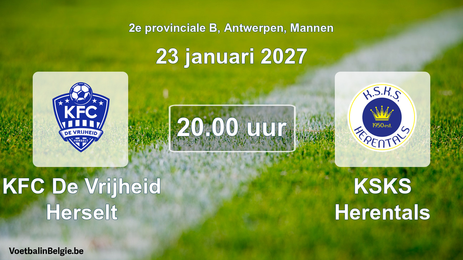 Geplantes Spiel männer-Fußball: KFC De Vrijheid Herselt - KSKS Herentals (23 Januar 2027)