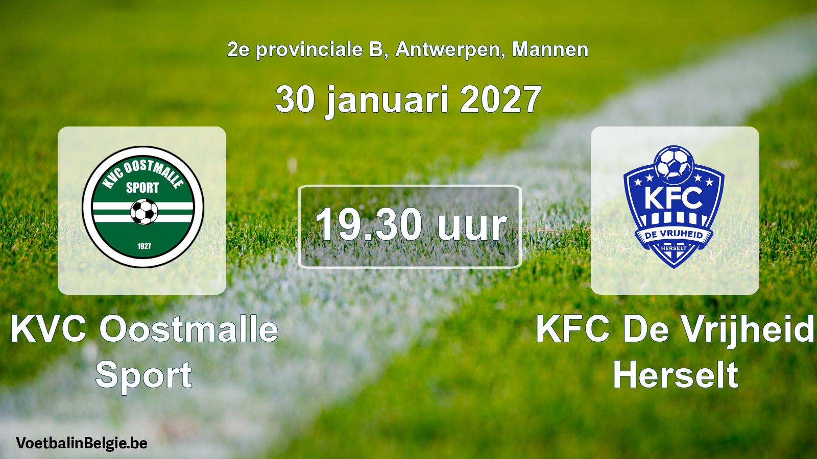 Geplantes Spiel männer-Fußball: KVC Oostmalle Sport - KFC De Vrijheid Herselt (30 Januar 2027)