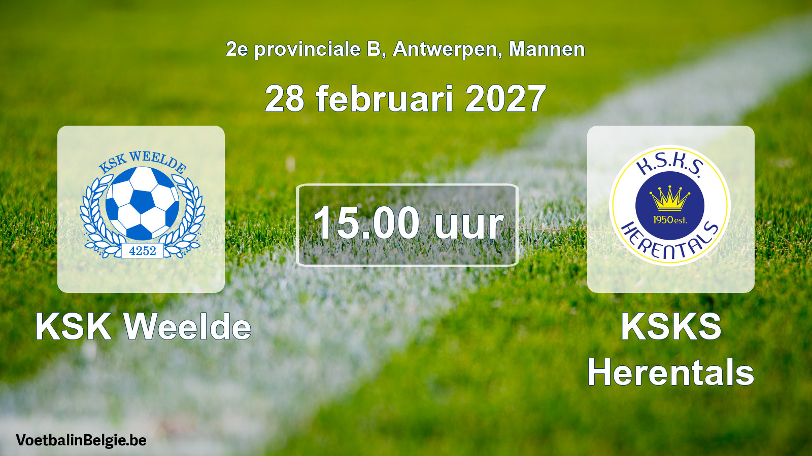Match prévu football hommes: KSK Weelde - KSKS Herentals (28 février 2027)