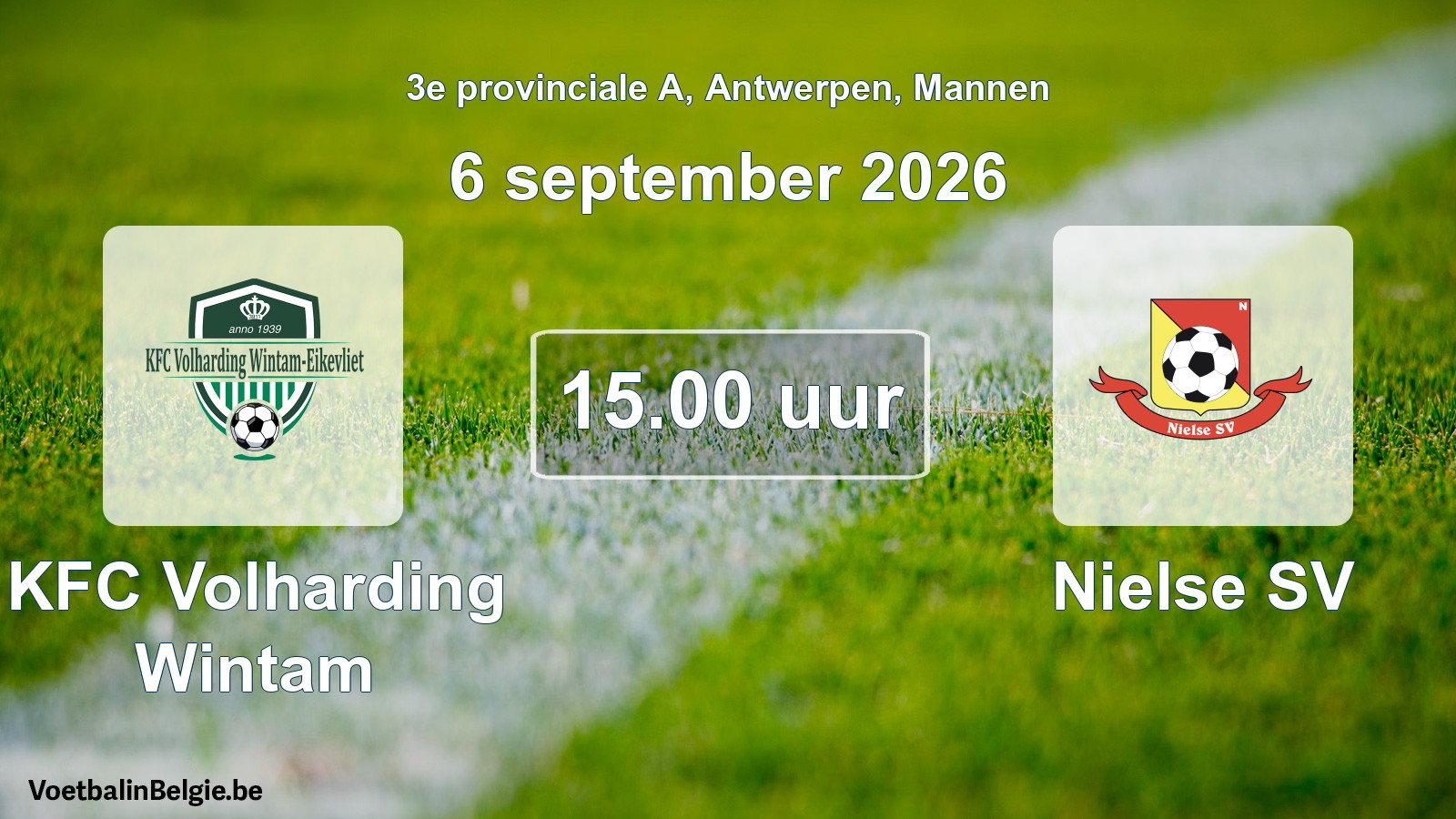 Geplande wedstrijd mannenvoetbal: KFC Volharding Wintam - Nielse SV (6 september 2026)