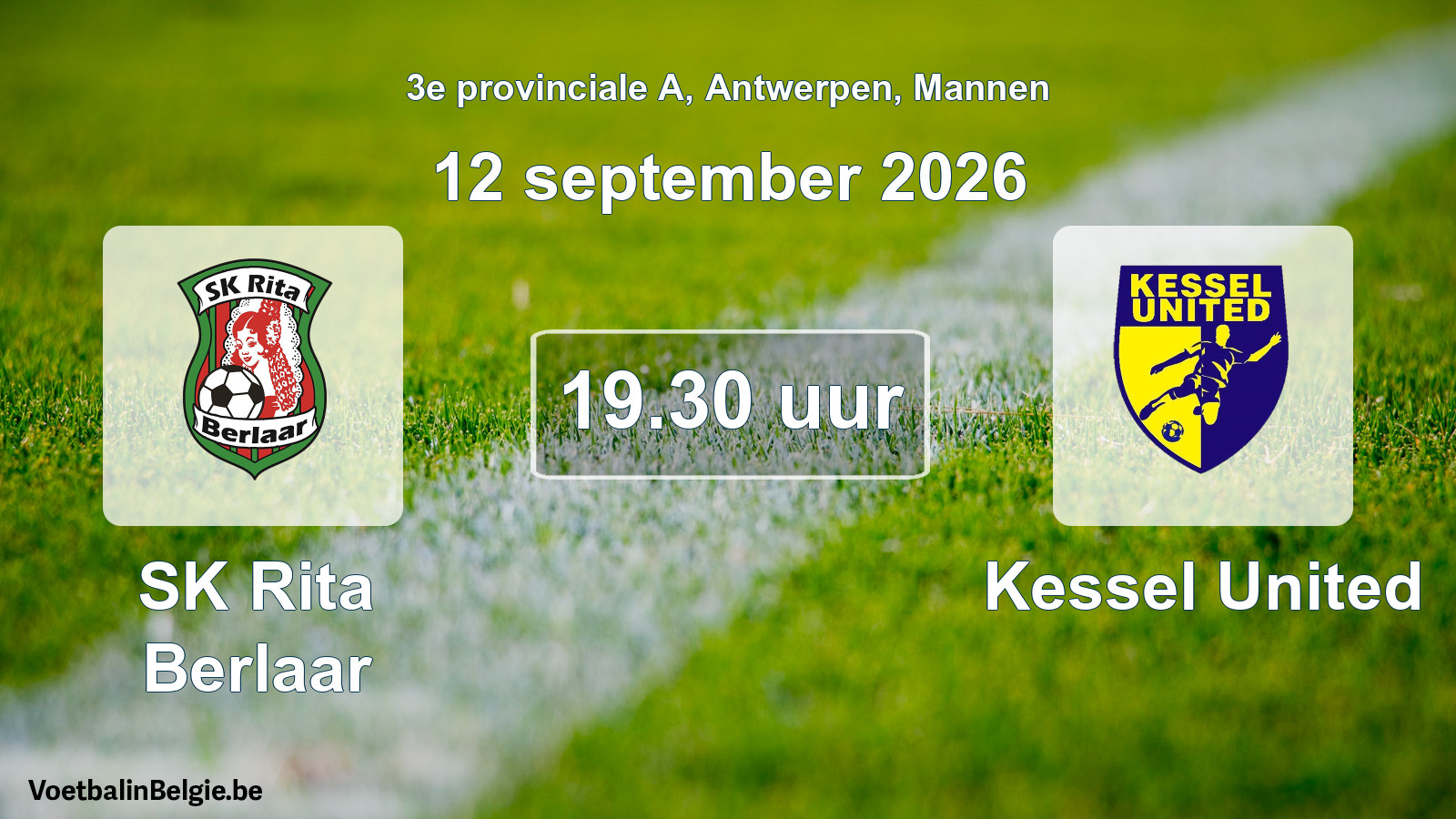 Geplande wedstrijd mannenvoetbal: SK Rita Berlaar - Kessel United (12 september 2026)