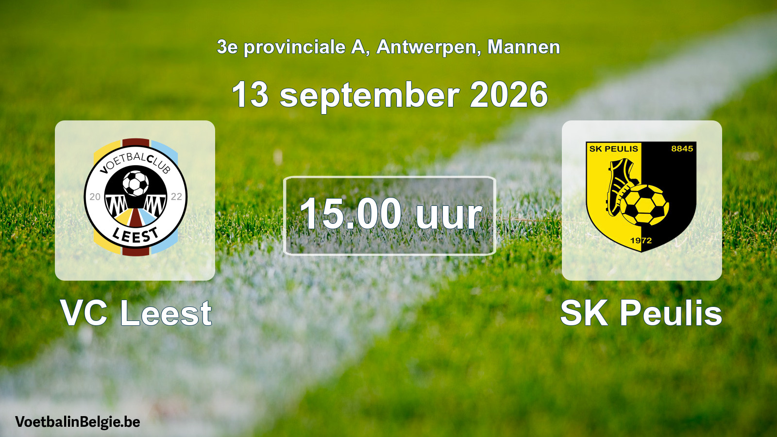 Geplande wedstrijd mannenvoetbal: VC Leest - SK Peulis (13 september 2026)