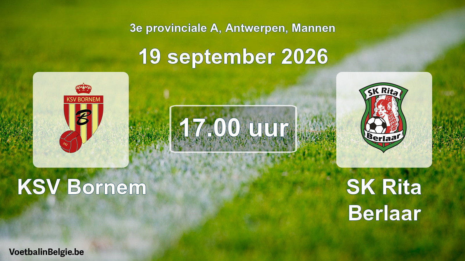 Geplande wedstrijd mannenvoetbal: KSV Bornem - SK Rita Berlaar (19 september 2026)