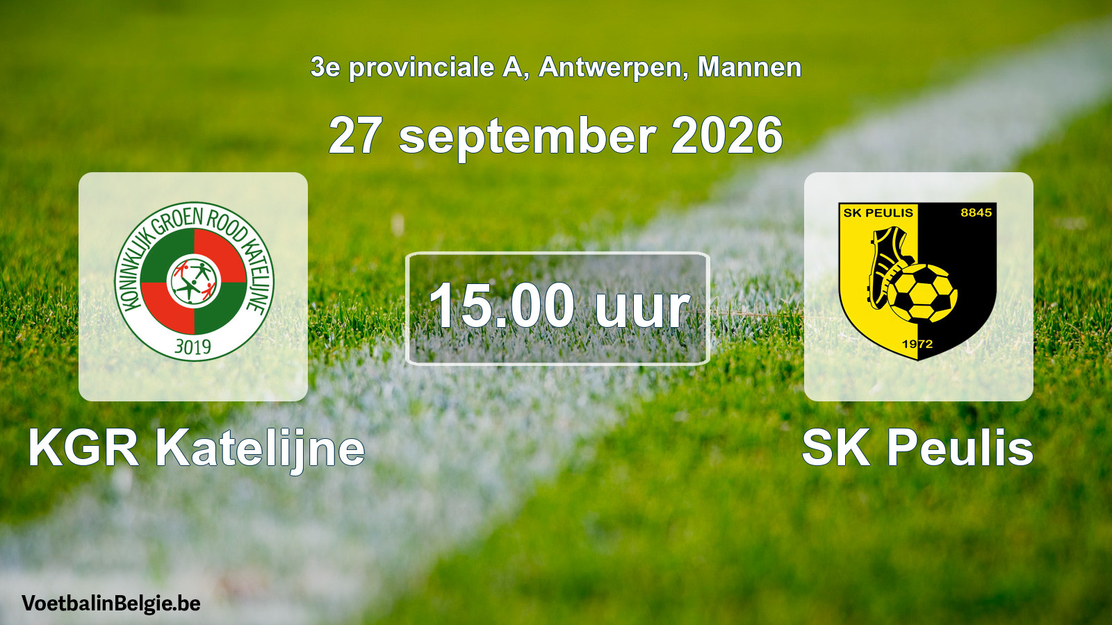 Geplande wedstrijd mannenvoetbal: KGR Katelijne - SK Peulis (27 september 2026)