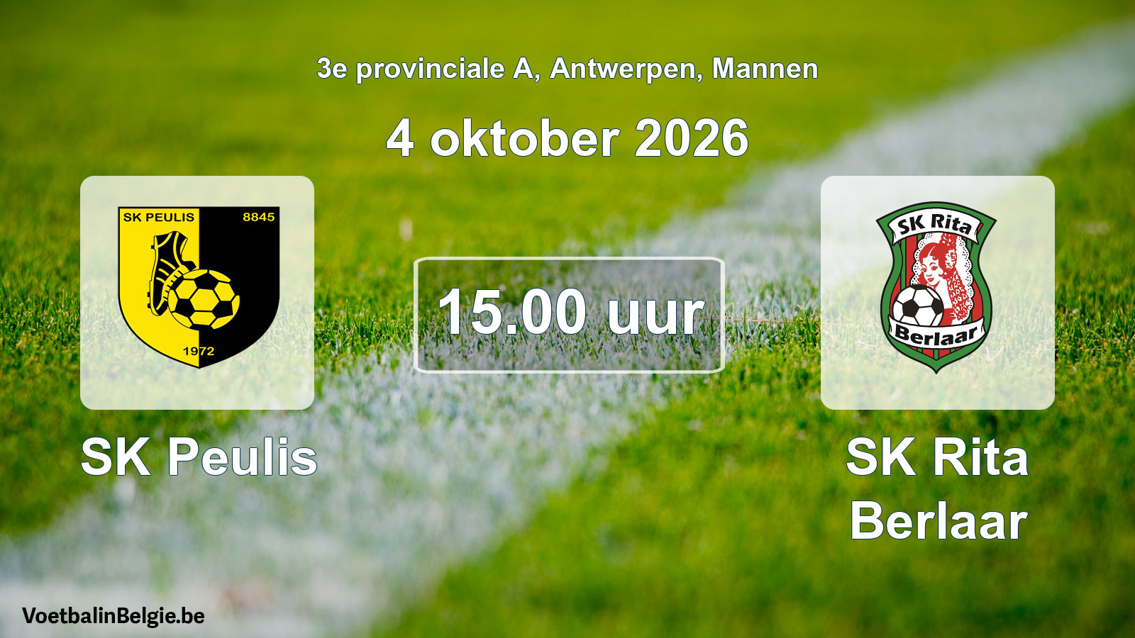 Geplande wedstrijd mannenvoetbal: SK Peulis - SK Rita Berlaar (4 oktober 2026)