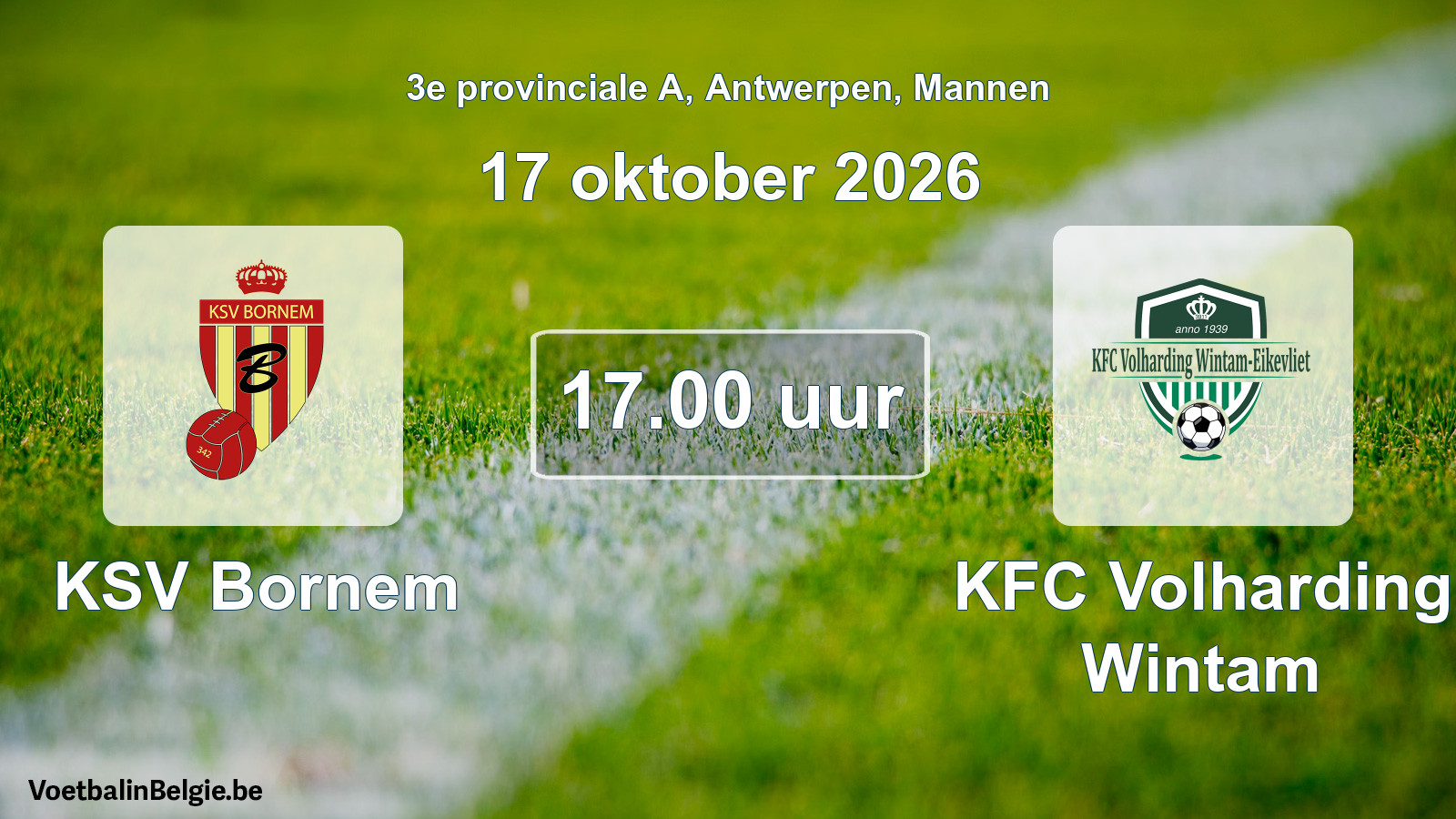 Geplande wedstrijd mannenvoetbal: KSV Bornem - KFC Volharding Wintam (17 oktober 2026)