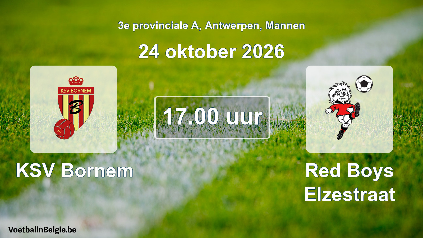 Geplande wedstrijd mannenvoetbal: KSV Bornem - Red Boys Elzestraat (24 oktober 2026)