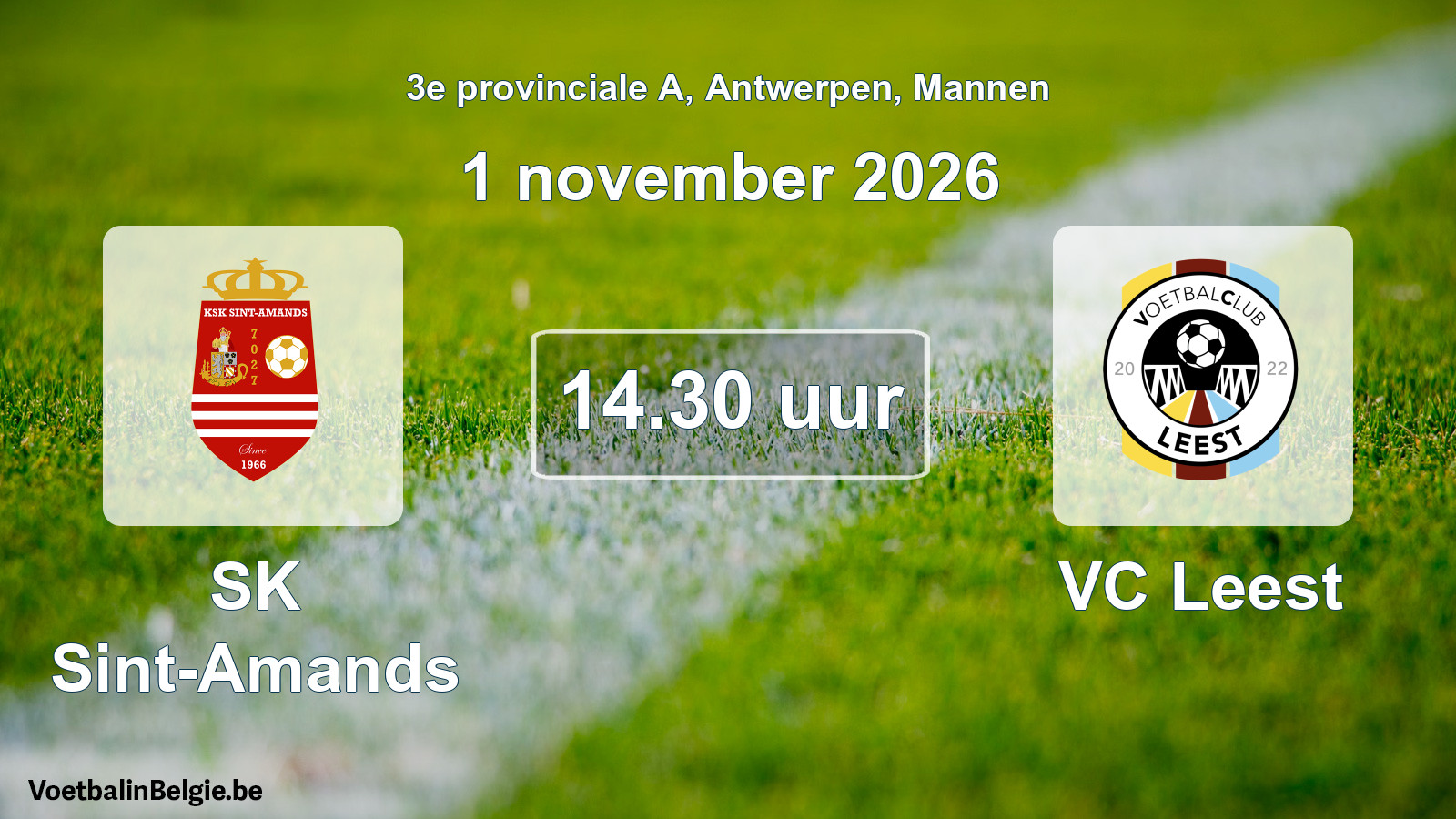 Geplantes Spiel männer-Fußball: SK Sint-Amands - VC Leest (1 November 2026)