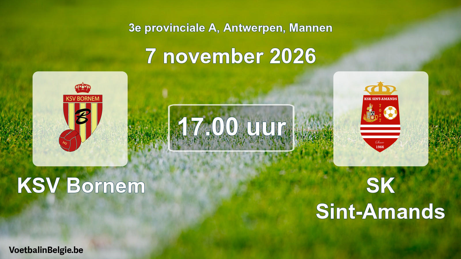 Geplande wedstrijd mannenvoetbal: KSV Bornem - SK Sint-Amands (7 november 2026)