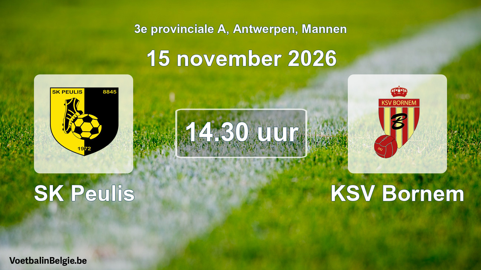 Geplande wedstrijd mannenvoetbal: SK Peulis - KSV Bornem (15 november 2026)