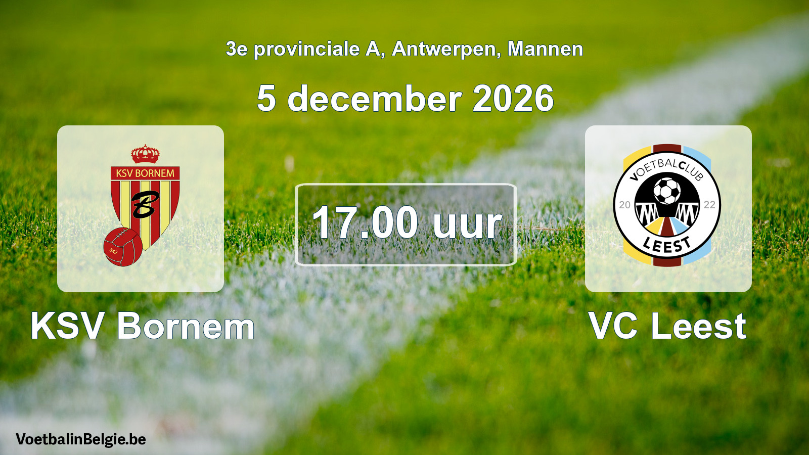 Geplande wedstrijd mannenvoetbal: KSV Bornem - VC Leest (5 december 2026)