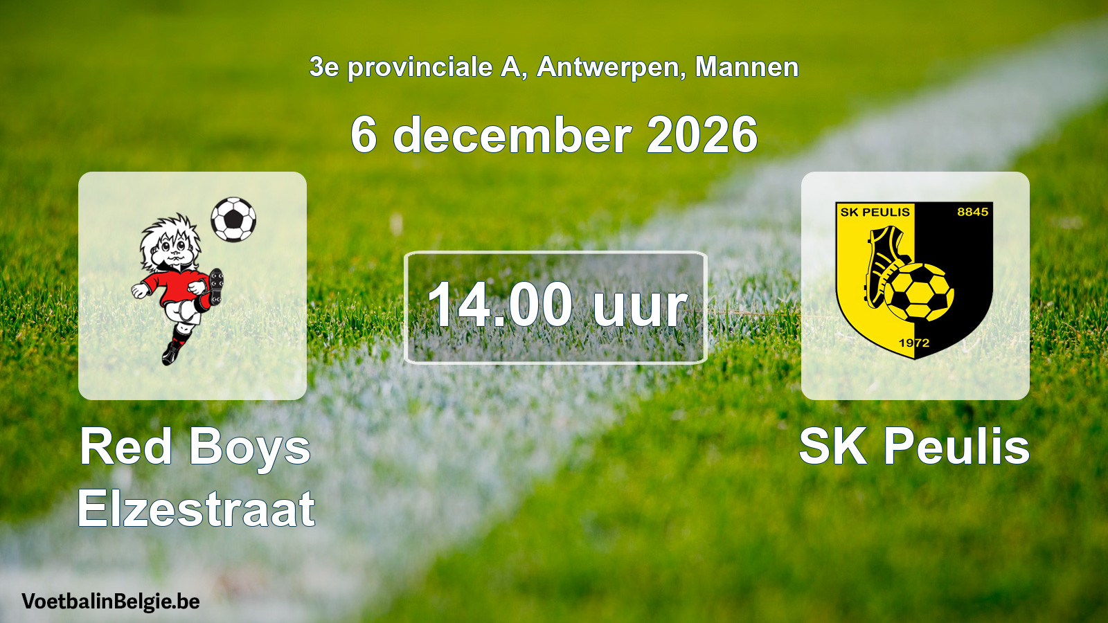 Match prévu football hommes: Red Boys Elzestraat - SK Peulis (6 décembre 2026)