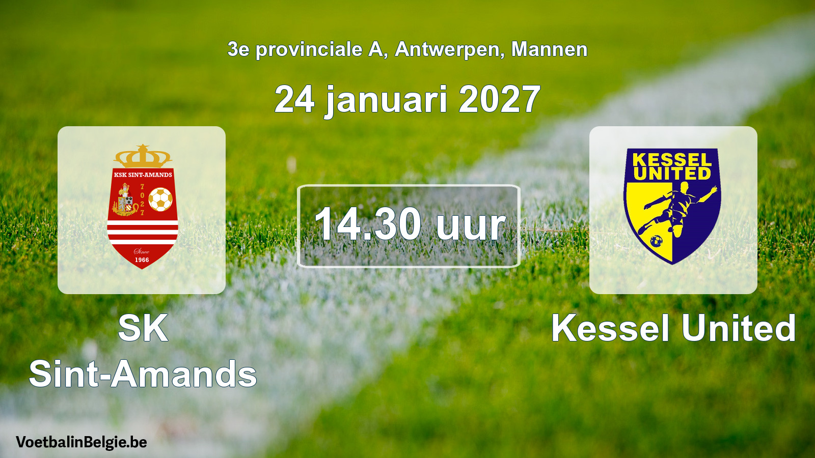 Geplande wedstrijd mannenvoetbal: SK Sint-Amands - Kessel United (24 januari 2027)