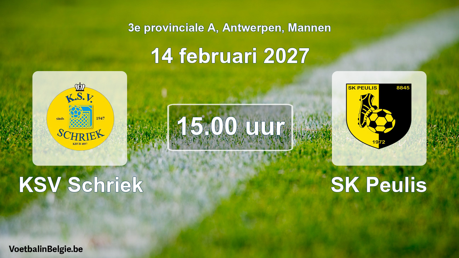 Geplande wedstrijd mannenvoetbal: KSV Schriek - SK Peulis (14 februari 2027)