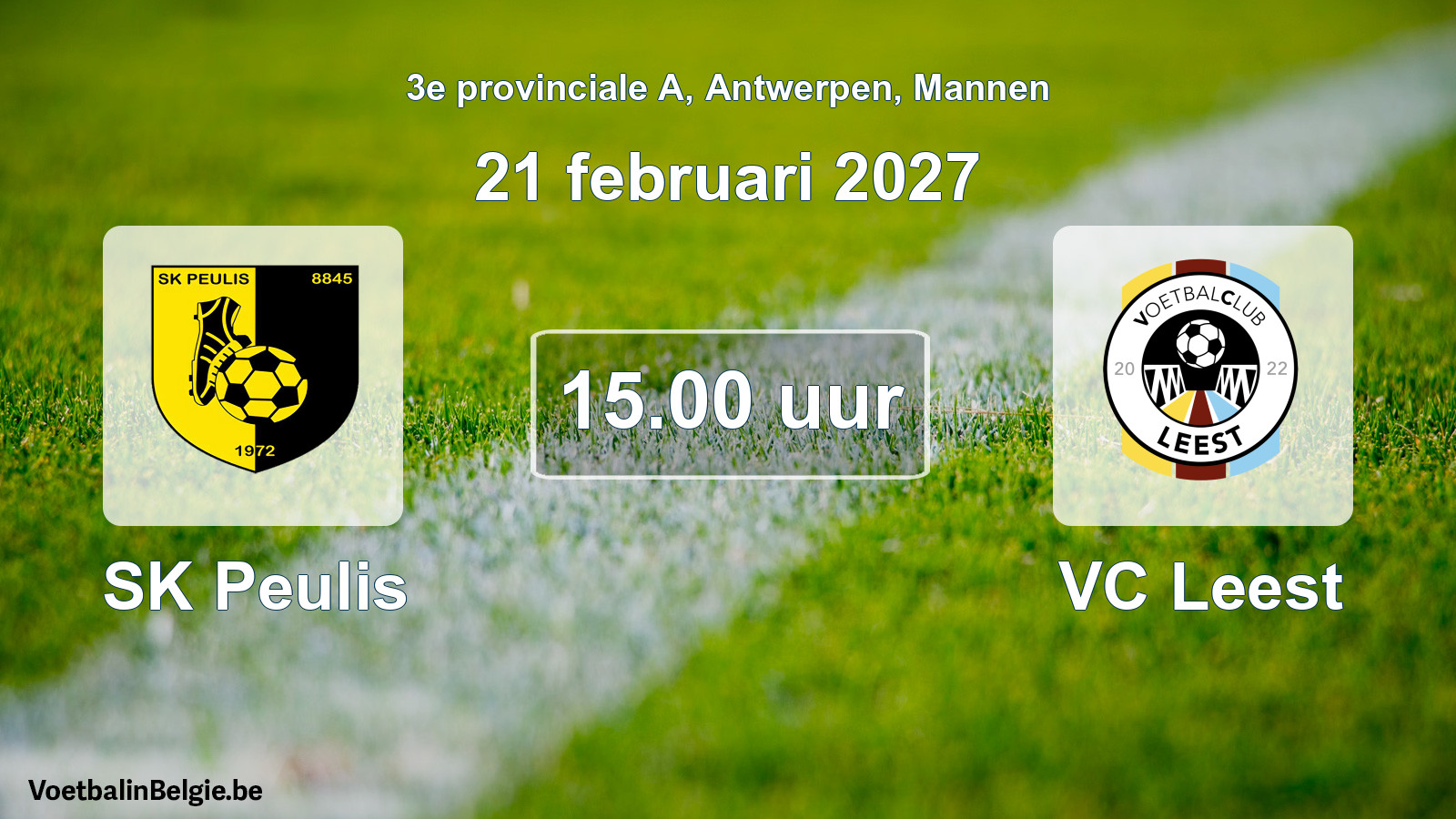 Geplande wedstrijd mannenvoetbal: SK Peulis - VC Leest (21 februari 2027)