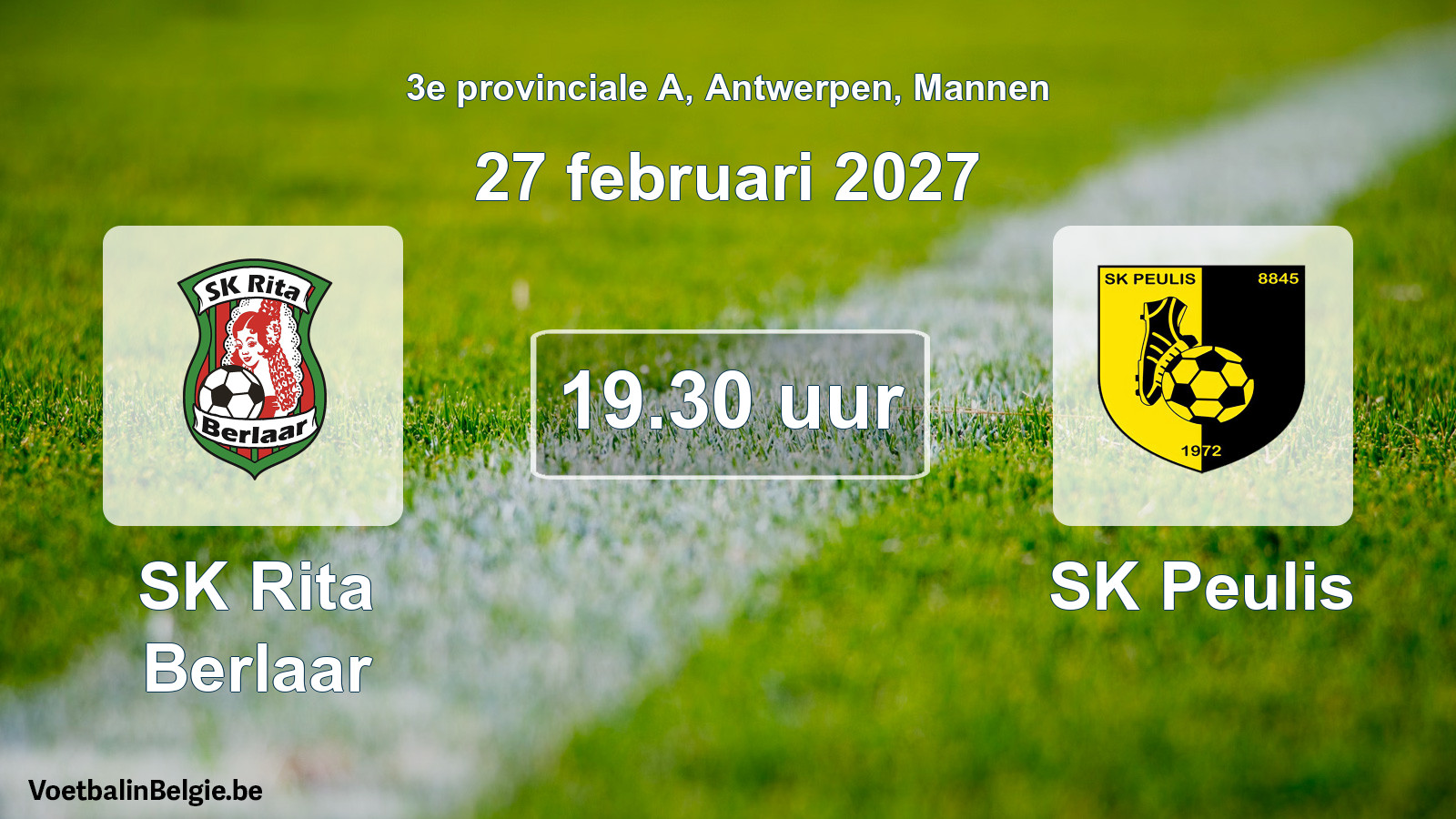 Geplande wedstrijd mannenvoetbal: SK Rita Berlaar - SK Peulis (27 februari 2027)