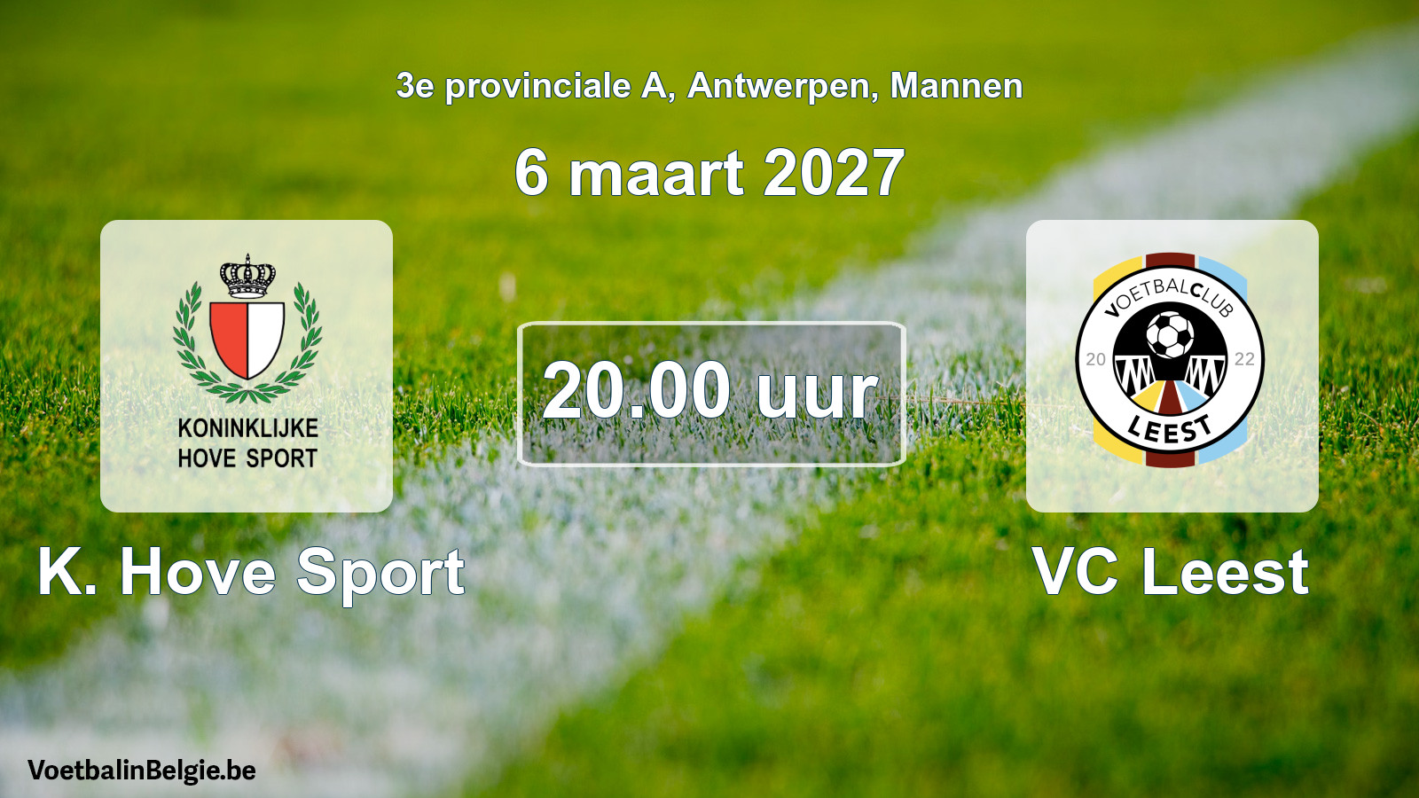 Geplande wedstrijd mannenvoetbal: K. Hove Sport - VC Leest (6 maart 2027)