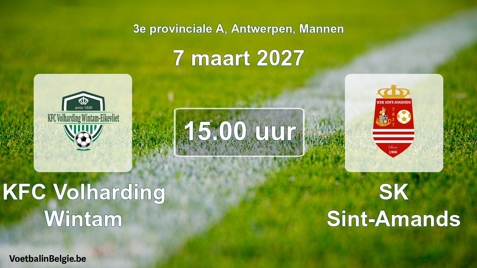 Geplande wedstrijd mannenvoetbal: KFC Volharding Wintam - SK Sint-Amands (7 maart 2027)
