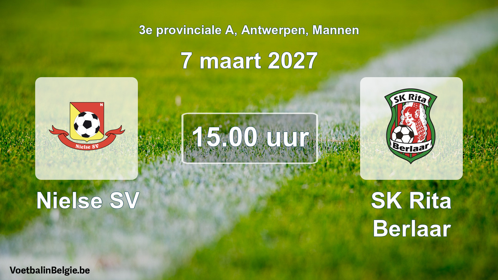 Geplande wedstrijd mannenvoetbal: Nielse SV - SK Rita Berlaar (7 maart 2027)