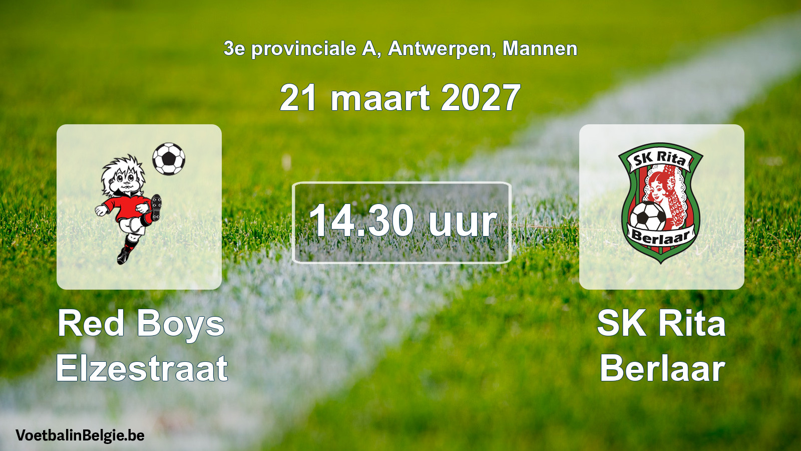 Geplande wedstrijd mannenvoetbal: Red Boys Elzestraat - SK Rita Berlaar (21 maart 2027)