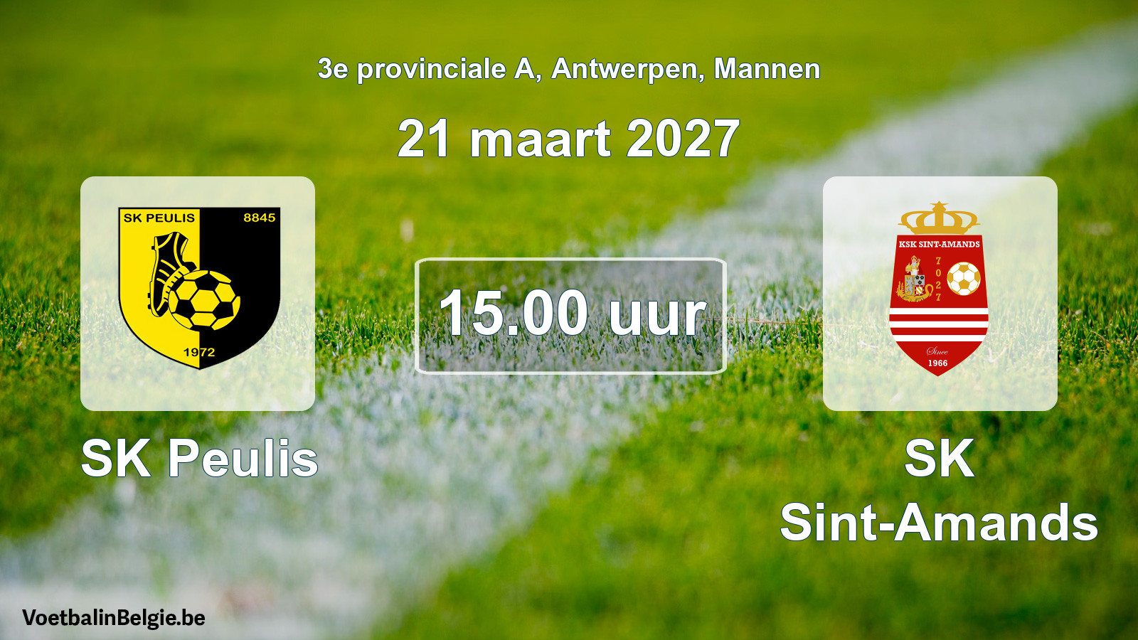 Geplande wedstrijd mannenvoetbal: SK Peulis - SK Sint-Amands (21 maart 2027)