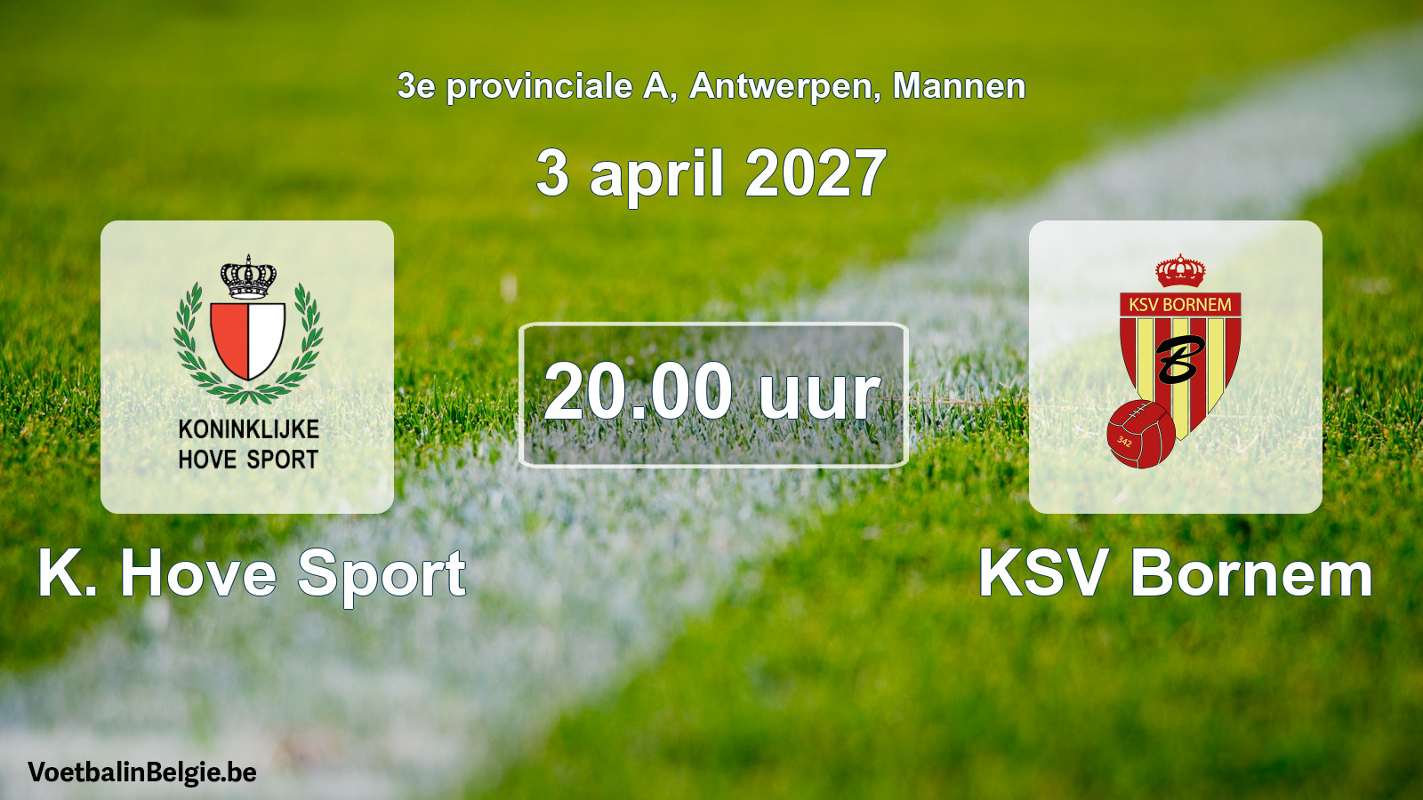 Geplande wedstrijd mannenvoetbal: K. Hove Sport - KSV Bornem (3 april 2027)