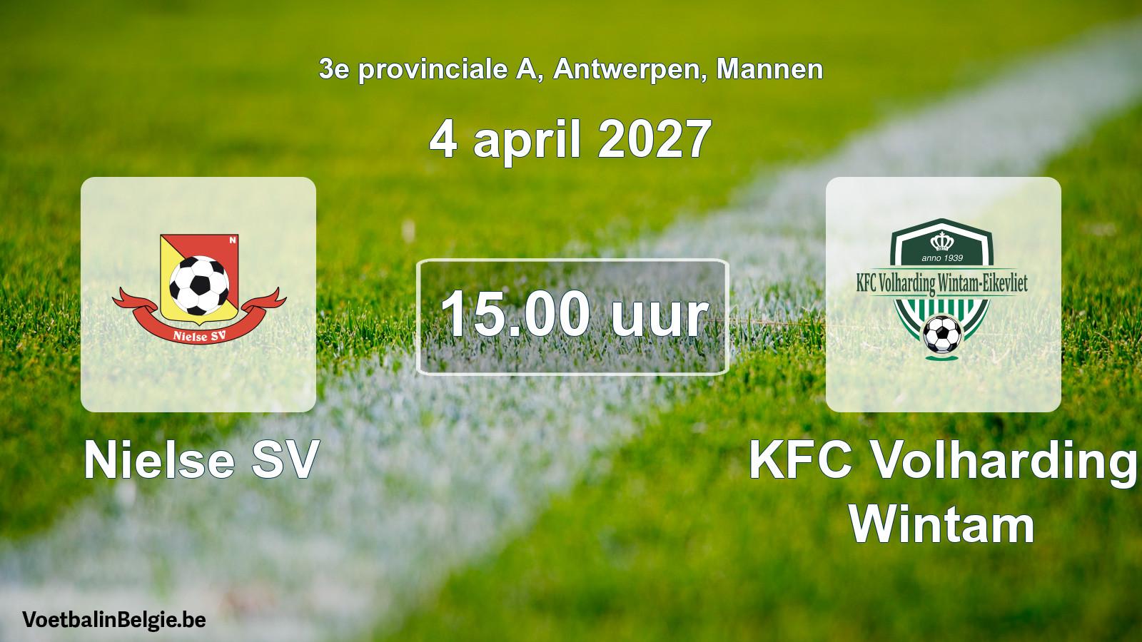 Geplande wedstrijd mannenvoetbal: Nielse SV - KFC Volharding Wintam (4 april 2027)