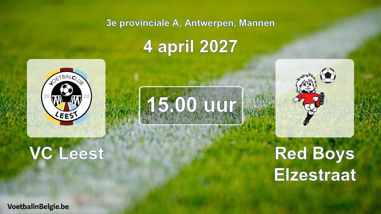 Geplande wedstrijd mannenvoetbal: VC Leest - Red Boys Elzestraat (4 april 2027)