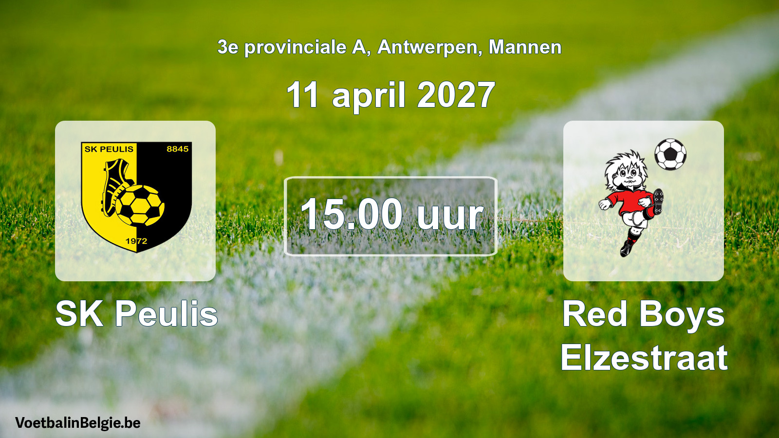 Geplande wedstrijd mannenvoetbal: SK Peulis - Red Boys Elzestraat (11 april 2027)