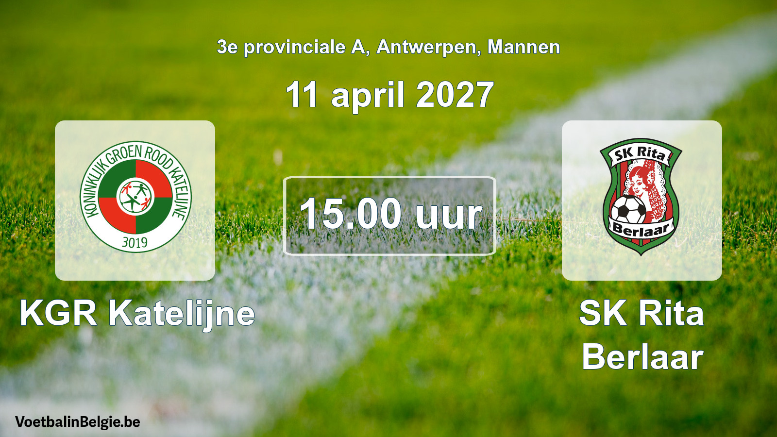 Geplande wedstrijd mannenvoetbal: KGR Katelijne - SK Rita Berlaar (11 april 2027)