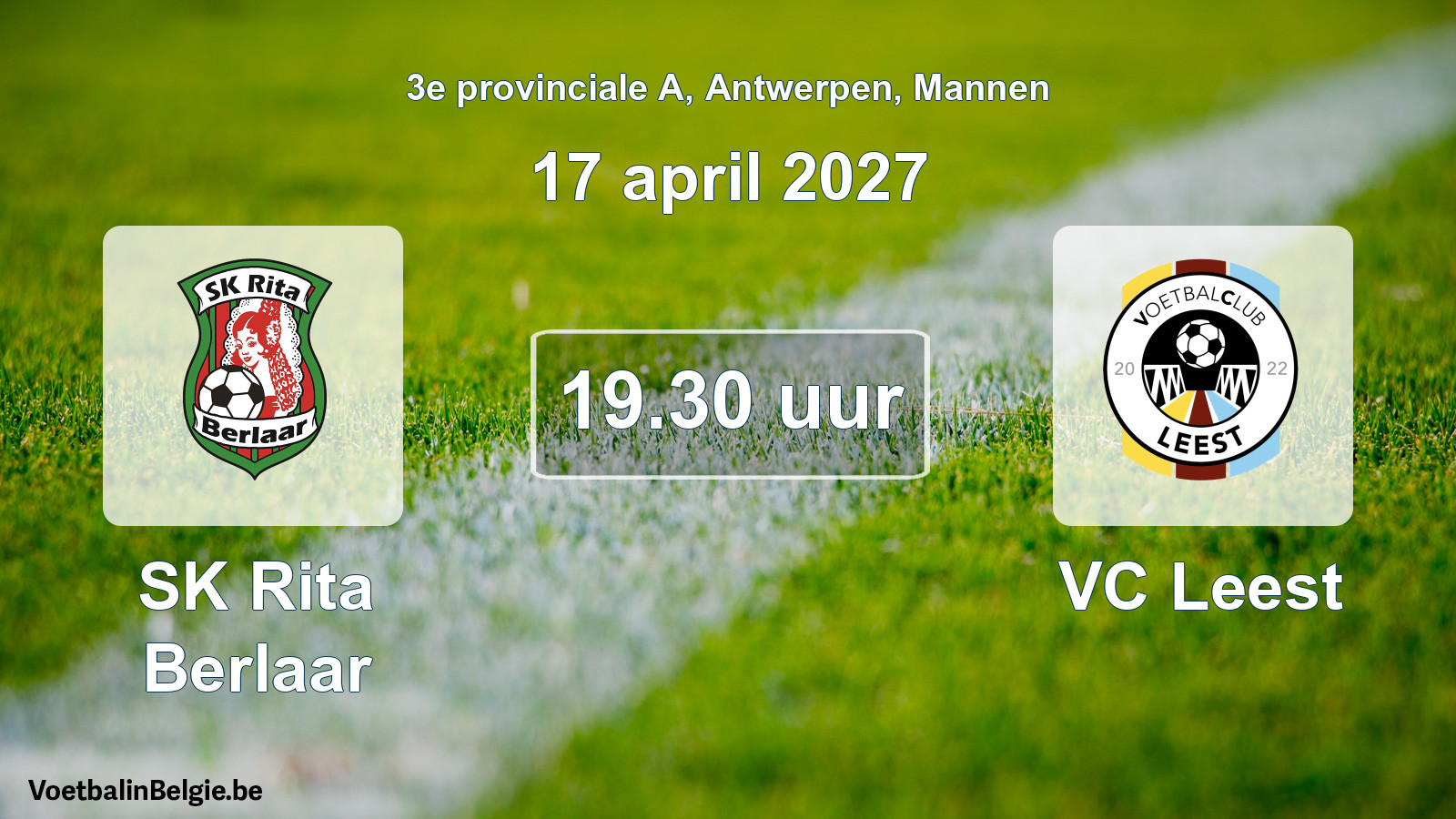 Geplande wedstrijd mannenvoetbal: SK Rita Berlaar - VC Leest (17 april 2027)