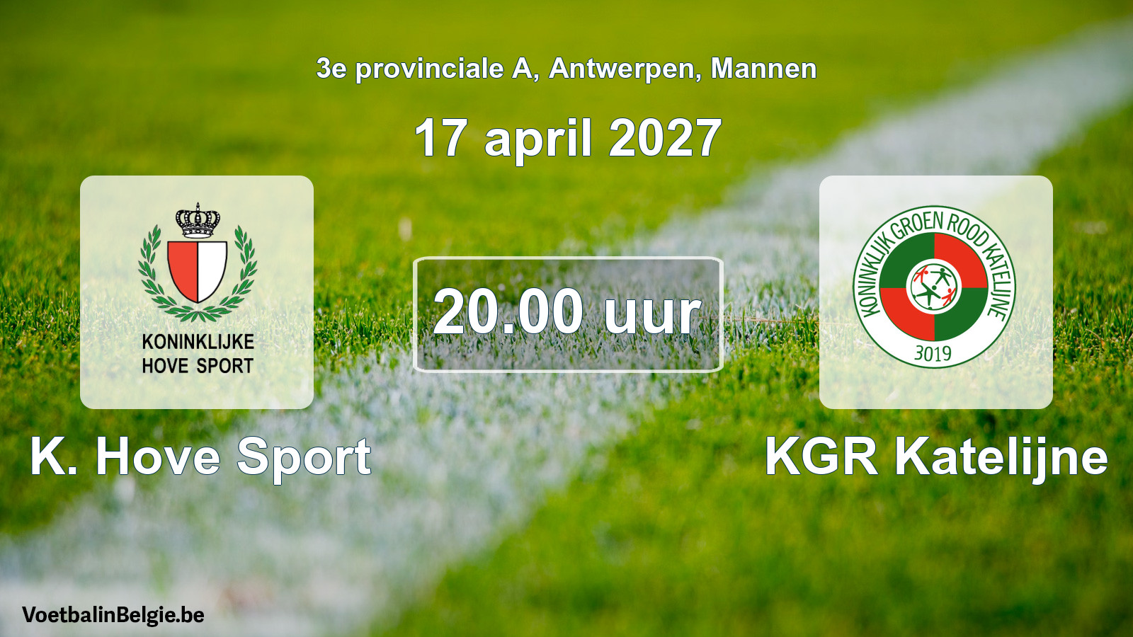 Geplande wedstrijd mannenvoetbal: K. Hove Sport - KGR Katelijne (17 april 2027)