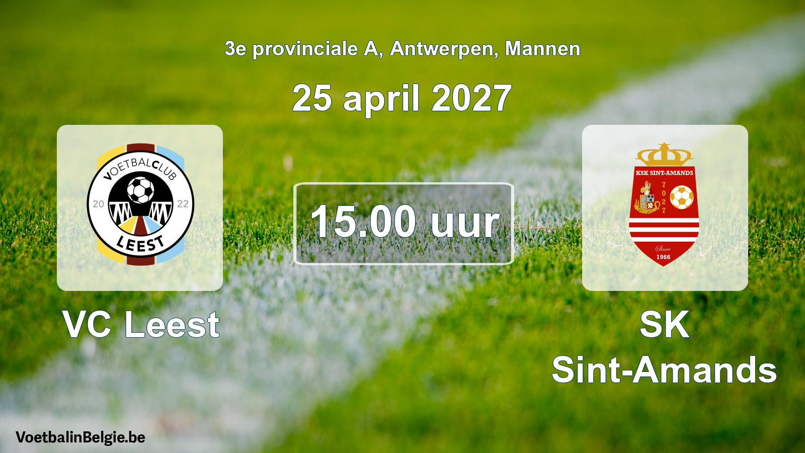 Geplande wedstrijd mannenvoetbal: VC Leest - SK Sint-Amands (25 april 2027)