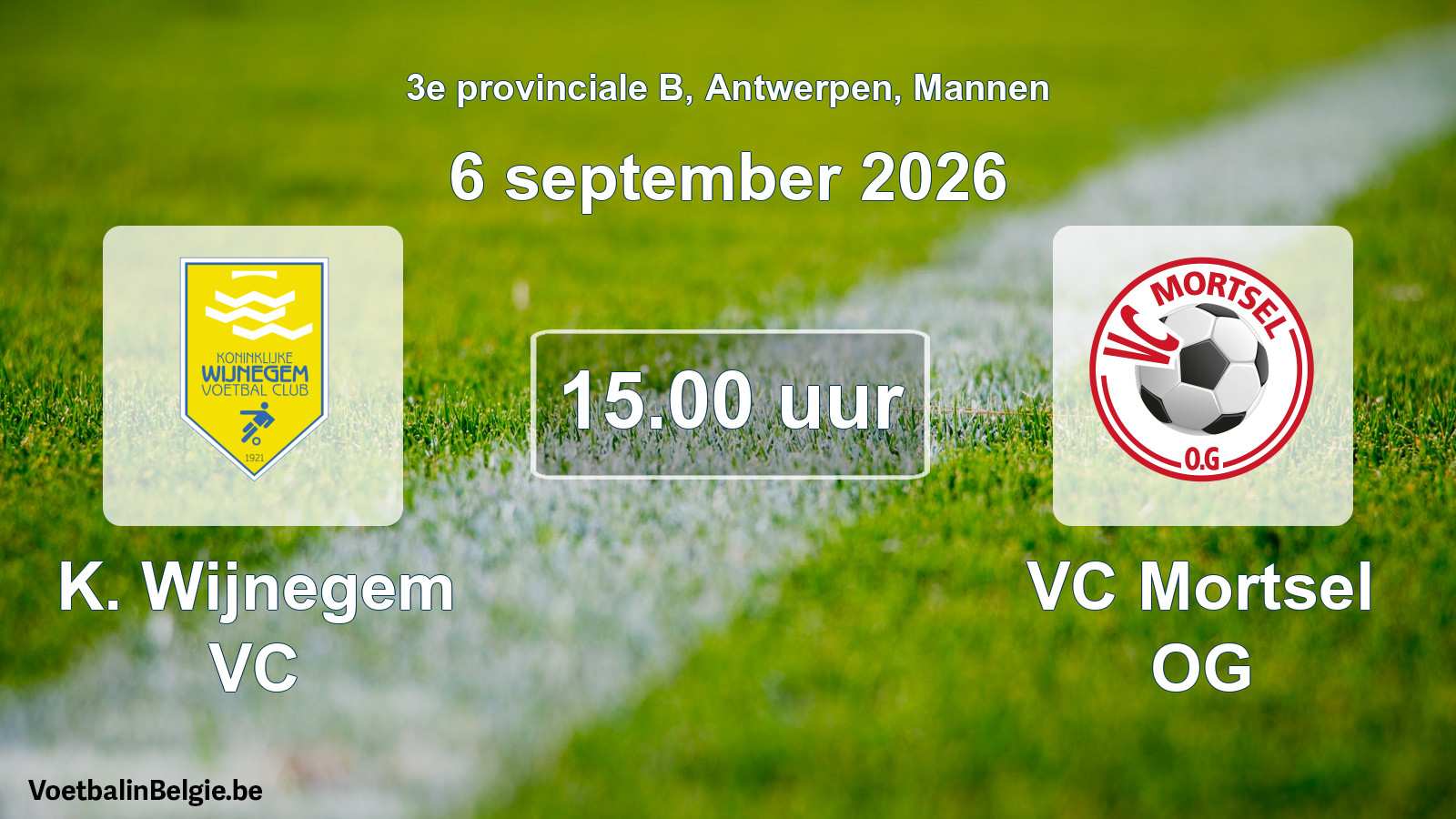 Geplande wedstrijd mannenvoetbal: K. Wijnegem VC - VC Mortsel OG (6 september 2026)