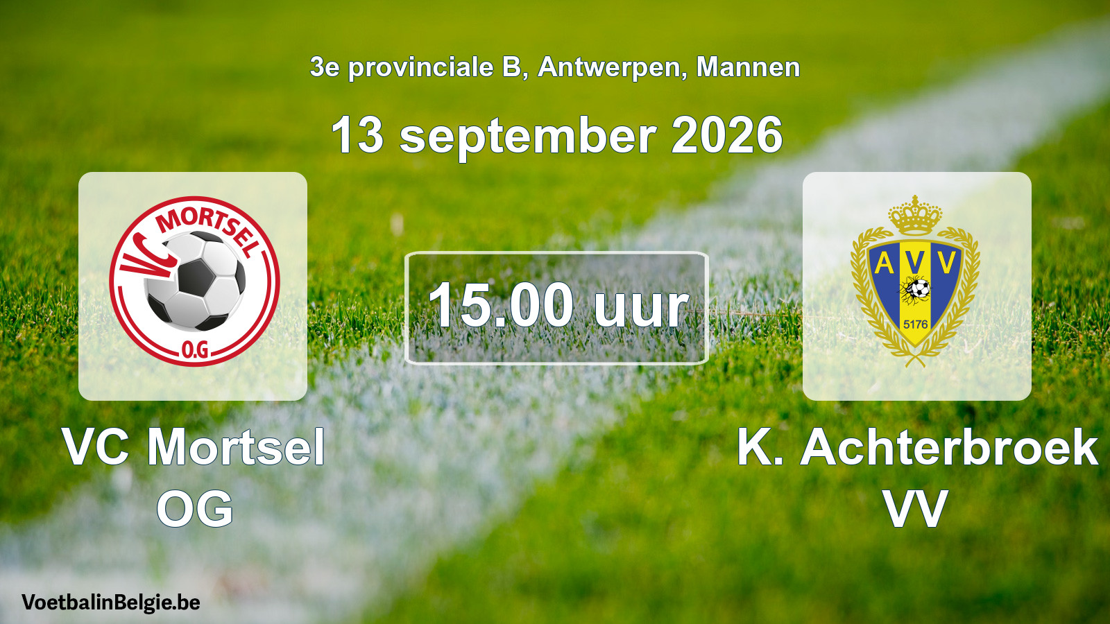 Geplande wedstrijd mannenvoetbal: VC Mortsel OG - K. Achterbroek VV (13 september 2026)