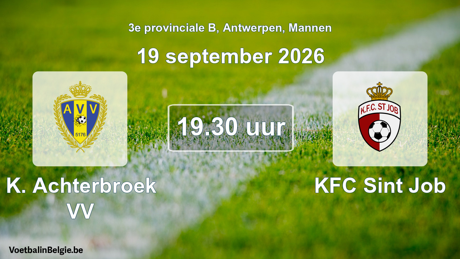 Geplande wedstrijd mannenvoetbal: K. Achterbroek VV - KFC Sint Job (19 september 2026)