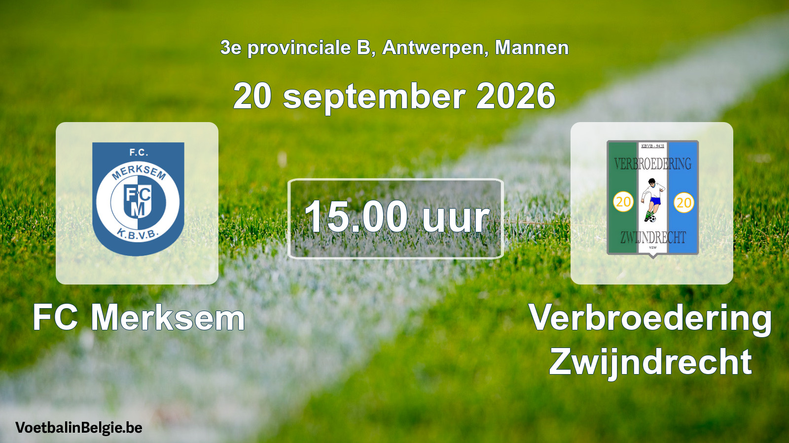 Geplande wedstrijd mannenvoetbal: FC Merksem - Verbroedering Zwijndrecht (20 september 2026)
