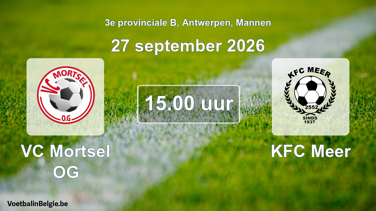 Geplande wedstrijd mannenvoetbal: VC Mortsel OG - KFC Meer (27 september 2026)