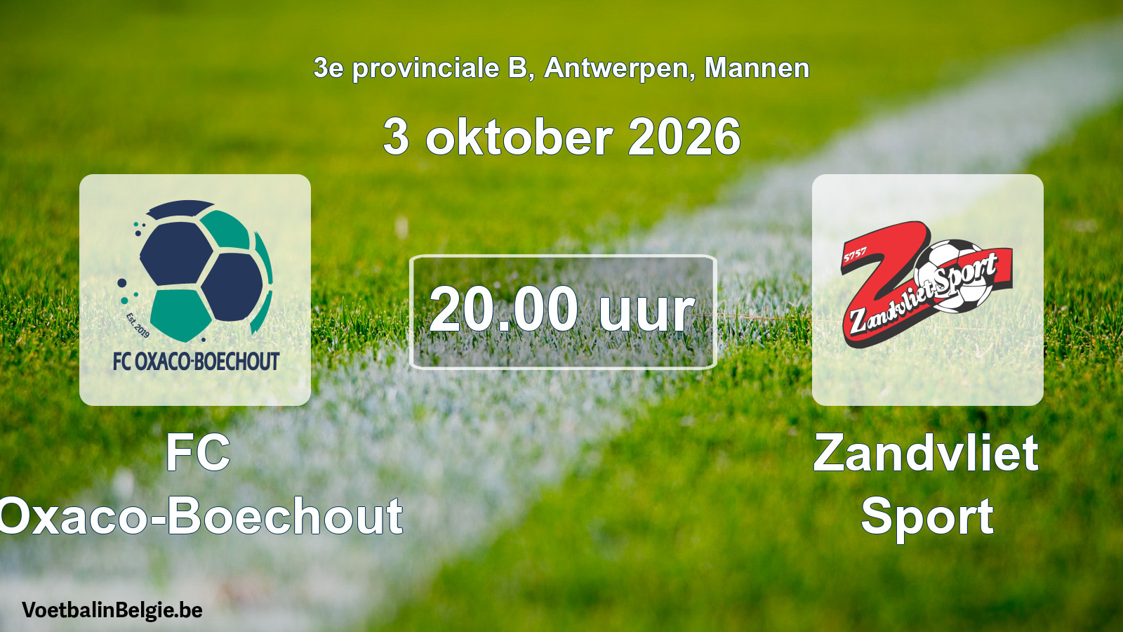Geplande wedstrijd mannenvoetbal: FC Oxaco-Boechout - Zandvliet Sport (3 oktober 2026)