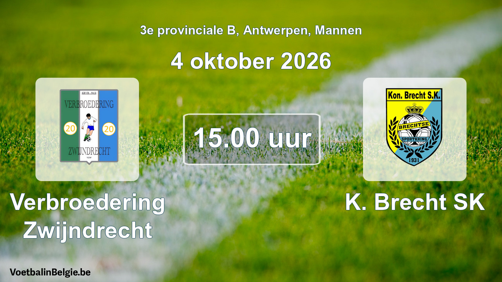 Geplande wedstrijd mannenvoetbal: Verbroedering Zwijndrecht - K. Brecht SK (4 oktober 2026)